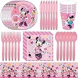 Ksopsdey 101PCS Minnie Stoviglie per Feste,Minnie Party Set,Decorazioni di Compleanno Animazione,Set di stoviglie di Compleanno per M-Inn-ie,M-Inn-ie Birthday Party Set per Bambini Ospitare 16 Ospiti