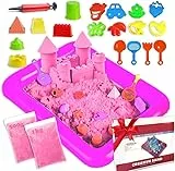 KOKOBOX Kit Box 1500G + 18 Accessori Sabbia Magica per Bambini 3 4 5 Anni Sabbia Magica Sabbia Cinetica Bambini Sabbia Colorata Gioco Bambina Bambino Giochi Creativi Regalo Bambina Bambino - Rosa