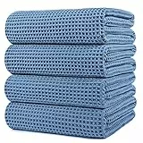 Polyte - telo bagno in microfibra - tessuto a nido d'ape - blu - oversize - 76,2 x 152,4cm - 4 pezzi