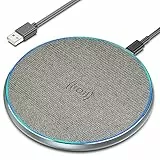 Caricatore Wireless, 15W Caricabatterie Wireless, Caricatore Senza Fili per iPhone 15/14 Pro Max/14/13/12/11/X/XS, Samsung Galaxy S22/S21/S10 Note 20, Huawei, Xiaomi, AirPods/Galaxy Buds -Grigio