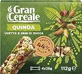 Gran Cereale, Snack Barrette con Frutta Secca, Uvetta, Semi di Zucca e Quinoa Soffiata, 4 Barrette, 112 g