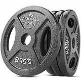 Amonax Set di dischi pesi, dischi palestra da 2,5kg, 5kg, 10kg per barre da 25 mm, pesi per bilanciere per sollevamento e hip thrust, pesi ghisa per la tua palestra domestica