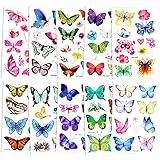Qpout Tatuaggi farfalla per bambine,Adesivi per tatuaggi temporanei con farfalle Tatuaggi mano braccio viso impermeabile per i regali della festa di compleanno della farfalla dei ragazzi delle ragazze