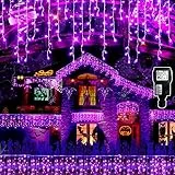 Hezbjiti 400 LEDs Halloween Tenda luminosa, 10m Stringa Luminosa Luci Cascata 8 Modalità, Impermeabili IP44 Luce Catena per Interni, Esterni, Natale, Finestra, Porta, Patio, Giardino, Feste, Salotto