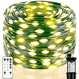 Vacoulery Catena Luminosa Stringa di Luci 100M 800 LEDs 8 Modalità Impermeabile Luci Natalizie Decorative Da Interni e Esterni para Natale Giardino Festa Casa(Bianco Caldo)