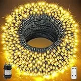 GYLEFY 100M Luci di Natale Esterno Catena Luminosa 800 LED Stringa Impermeabile Luci Natalizie da Esterno con Telecomando Ghirlanda LED Decorazioni Natalizie per Albero Natale Giardino Bianco Caldo