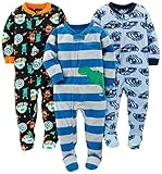 Simple Joys by Carter's Pigiama con Piede in Pile Ignifugo Ampio Bimbo, Pacco da 3, Auto/Spazio/Dinosauri, 24 Mesi