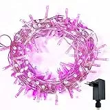 WISD Luci di Natale - Catena Luminosa 600 LED 33M Esterno Interno con Timer e Funzione di Memoria - Decorazioni Natalizie per Albero di Natale, Giardino, Matrimonio e Festa (Rosa + Bianco)