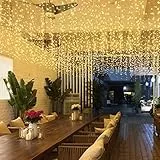 Avoalre Tenda di Luci 4x0.6m 144LEDs Tenda Luminosa Natale 8 Modalità Funzione Memoria Impermeabilità IP44 Illuminazione Interno/Esterno per Decorazione Atmosfera Finestra Camera Salotto Giardino