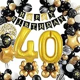 40 Anni Compleanno Uomo Donna, Nero Oro Palloncini 40 Anni Compleanno, Decorazioni Compleanno 40 Anni, Addobbi 40 Anni Adulti, XXL 40 Foil Palloncini, Happy Birthday Compleanno Striscione