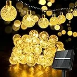 Bigzom - Ghirlanda di lampadine a energia solare per esterni, 30 LED, impermeabile IP65, 8 modalità di illuminazione, decorazione per balcone, giardino, terrazza, Natale, bianco caldo