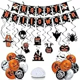 Halloween Palloncini Set, Happy Halloween Ghirlande Festone Decorazioni, Feste Ragnatele Ricciolo Appeso Addobbi Casa Interno, Bambini Nero Allestimento Halloween Striscioni Kit