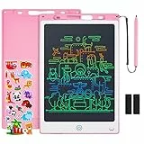 Coolzon Tavoletta Grafica LCD 12 Pollici Scrittura con lavagnetta cancellabile bambini per Pittura e Liste di Memoria, Adesivi Gratuiti di Cartoni Animati, Rosa