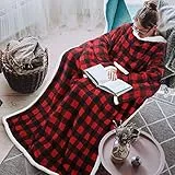 Catalonia Classy Coperta Sherpa con Maniche, Micro Peluche Sherpa Plaid con Maniche, Coperta con Braccia, Regalo per Adulti, Uomini, Donne, Adolescenti, Fidanzata, Moglie, 185 x 140 cm, assegno Rosso