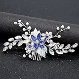 yishi Pettini per capelli da sposa in cristallo di perle accessori per capelli per capelli da sposa per capelli da donna ornamenti per capelli gioielli (colore metallo: GKYTS960 blu)