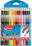 Maped - Combo Pack Coloriage Jungle Color’Peps - 15 crayons de couleur + 12 Feutres Lavables et Résistants au Séchage - Pointe Moyenne Bloquée - Couleurs Vives - Pochette Plastique Refermable
