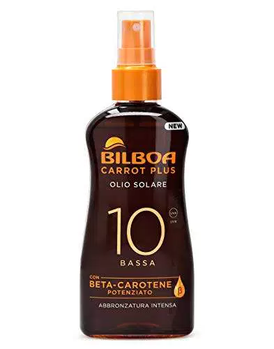 Bilboa Carrot Plus, Olio Solare Spray SPF 10, Olio Abbronzante Corpo