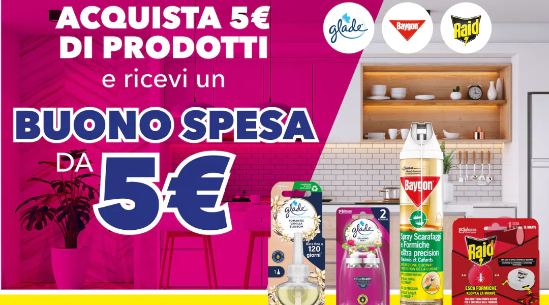 Casa protetta e profumata con SCJohnson: spendi 5€ e ricevi un buono da 5€