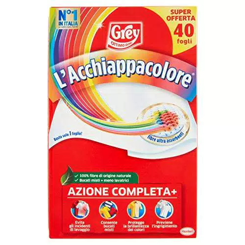 Grey L'Acchiappacolore Fogli Cattura Colore Lavatrice Evita Incidenti Lavaggio