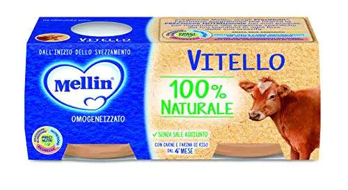Mellin Omogeneizzato di Vitello 100% Naturale 24 Vasetti da 80 gr