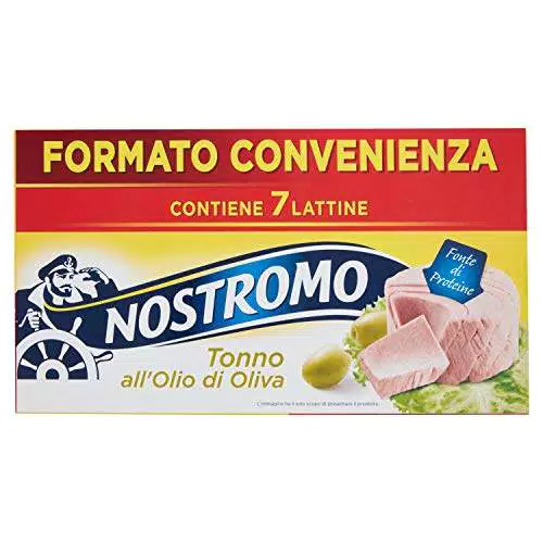 Nostromo - Tonno all'olio di oliva, 7 lattine da 70gr. Formato multipack. Fonte di proteine