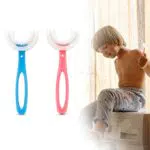 2 spazzolini da denti per bambini, a forma di U, testine in silicone