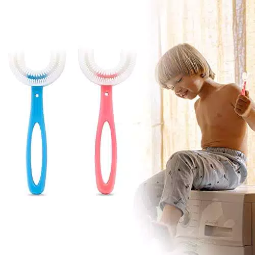 2 spazzolini da denti per bambini, a forma di U, testine in silicone