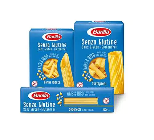Barilla Pasta Spaghetti N.5 senza Glutine, Pasta Lunga di Mais Bianco + Pasta Penne Rigate Senza Glutine
