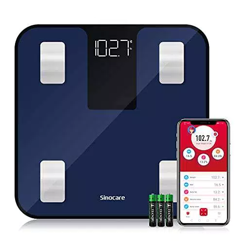 Bilancia Pesapersone Digitale, Sinocare Bilancia Pesapersone Professionale misure Massa Magra e Grassa Peso BMI 14 Dati del corpo