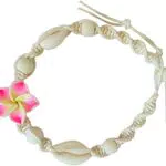 Bracciale cavigliera con conchiglia naturale, cavigliera con ciondolo fiore conchiglia intrecciata spiaggia estiva in stile bohémien