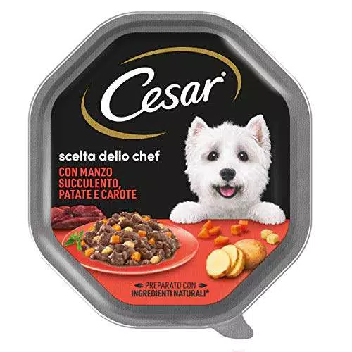 Cesar Scelta dello Chef Cibo Umido per Cane, Delizie di Stagione con Manzo Succulento, Patate e Carote - 14 Vaschette da 150g