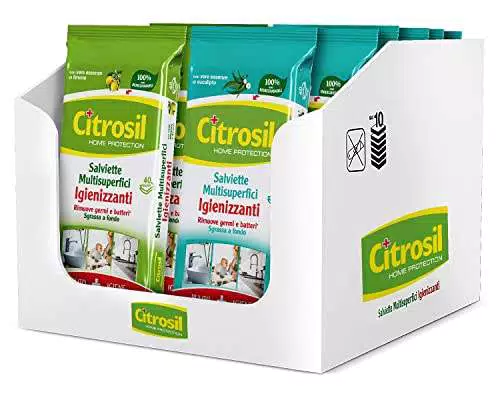 Citrosil Home Protection - Salviette Multisuperfici Igienizzanti, Limone ed Eucalipto, 12 Confezioni