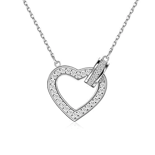 Czemo Collana da Donna a Cuore in Argento, in Argento Sterling 925 con Ciondolo Love