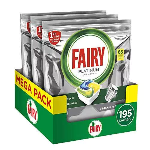 Fairy Pastiglie Lavastoviglie Platinum - 195 Lavaggi - 3 confezioni da 65 lavaggi