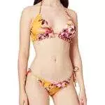 Iris & Lilly Am1314 Set Bikini, Giallo Senape, Floreale Tropicale