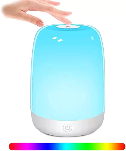 Lampada da Comodino LED, Lampada da Tavolo Controllo Touch Luce Bianca Calda Regolabile RGB Multicolor Lampada Notturna Adatto a Camera da Letto Soggiorn Uffcio