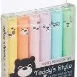 Legami - Teddy's Style, Set di 6 Mini Evidenziatori