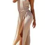LikeJump Donna Chiffon Bohémien Caftan Vestito Lungo da Spiaggia Abito Maxi Parei Costume da Bagno Cover Up
