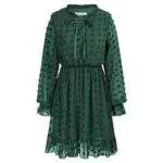 Maacie Abito Elegante Madre e Figlia Autunno Inverno a Manica Lunga A-Line Abito da Sera con Bow Tie Vestito Ruffle Chic Verde-L