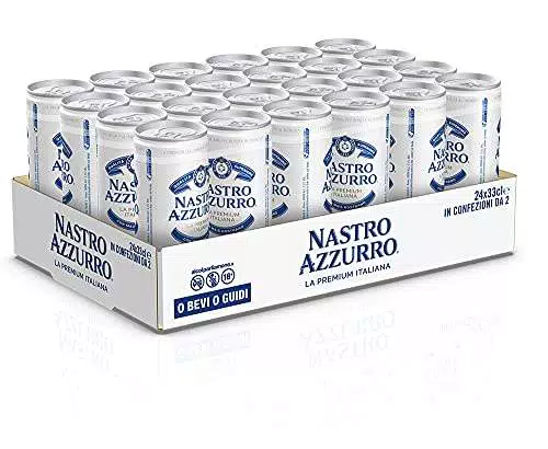 Peroni Nastro Azzurro, Cassa Birra con 24 Lattine di Birra da 33 cl