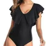 NLAND Costume da Bagno Intero da Donna Bikini con Volant con Costume da Bagno Scollo A V Increspato Costumi da Bagno Interi con Volant da Spiaggia