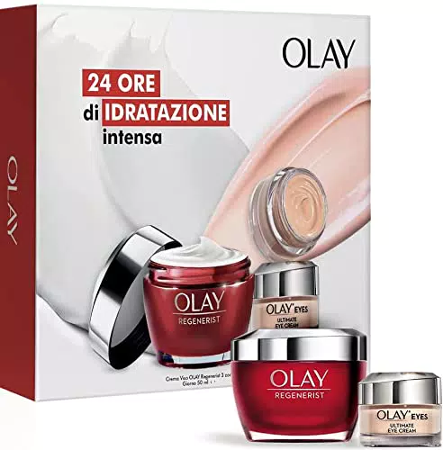 OLAY Crema Antirughe Regenerist Cofanetto Regalo per la routine giorno: Olay Regenerist Crema Viso Antirughe + Olay Ultimate Eye Crema Contorno Occhi