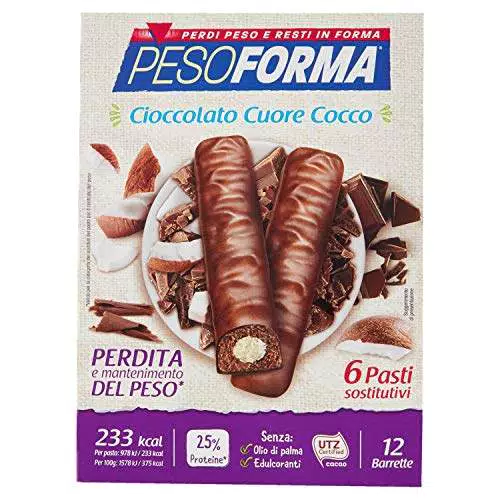 Pesoforma Barrette Cioccolato Cuore Cocco- Pasti sostitutivi dimagranti SOLO 237 Kcal