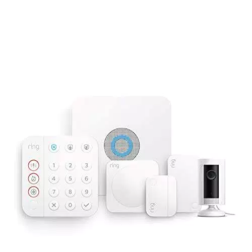 Ring Alarm, Kit da 5 pezzi con Ring Indoor Cam da Amazon - Sistema per la sicurezza domestica con monitoraggio assistito - Senza vincoli di lunga durata