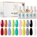 RSTYLE Smalto Semipermanente Unghie, 10 Colori Smalti Gel UV LED per Unghie Professionali Classic Nudo Nail Polish per Manicure Starter Set 5ML Bianca Verde Rosso Blu Menta Arancione