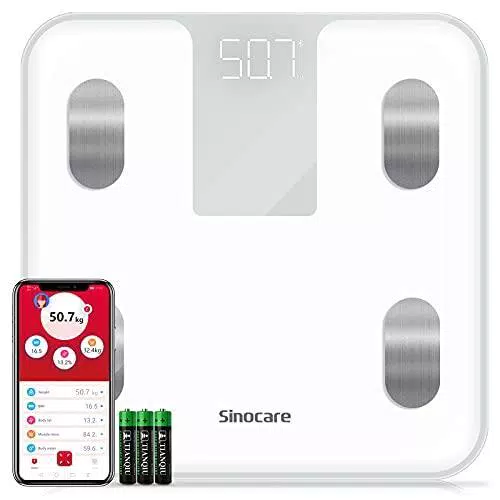 Sinocare Bilancia pesapersone con App Smart Bilancia per analizzare 14 dati corporei