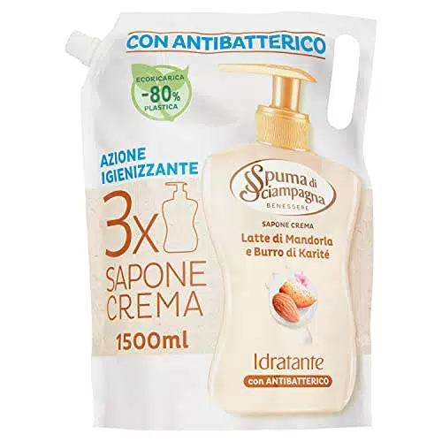 Spuma Di Sciampagna Ecoricarica Sapone Liquido Mani Latte Di Mandorla E Burro Di Karitè - 1500 Ml