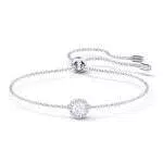 Swarovski Angelic Bracciale a Catena Morbida, Placcato in Tonalità Rodio con una Pietra Tonda e una Linea di Pavé