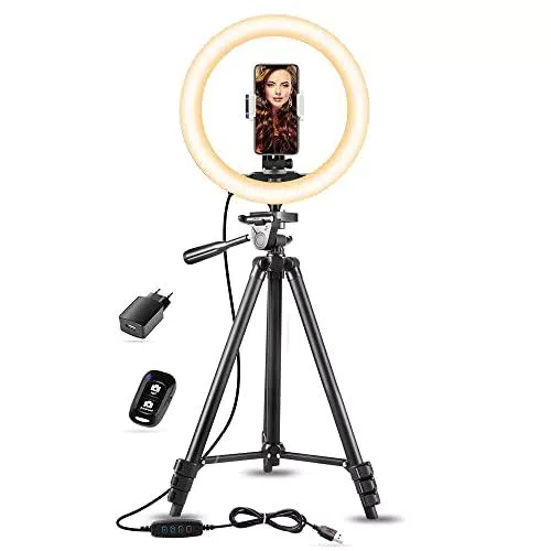10" Tiktok Luce per Selfie con Treppiede Estensibile da 50" e Supporto Smartphone per Foto/Youtube