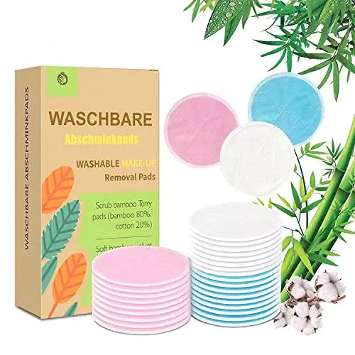 26 Dischetti Struccanti Lavabili Cotone bambù Pad Struccanti Riutilizzabili per Scrub Viso e Make up con Sacchetto Lavanderia Porta Dischetti da Viaggio